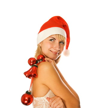 Santa夫人帶圣誕裝飾