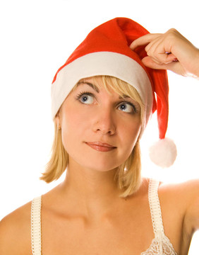 Santa夫人在白色背景下的孤立思考