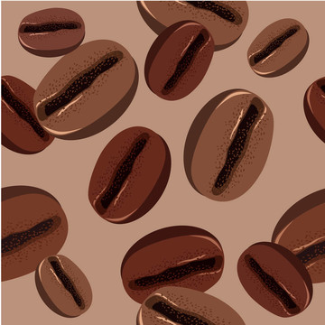 米色背景的无缝棕色咖啡豆