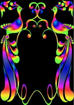 背景明亮的裝飾孔雀