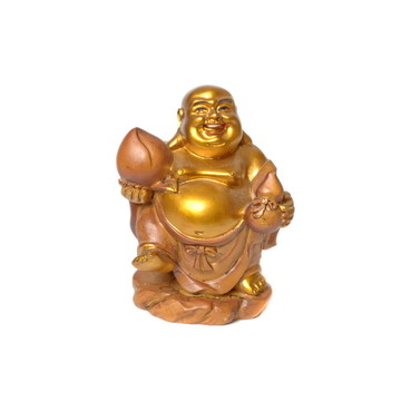 一個微笑的金色如來佛祖雕像
