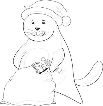 Cat Santa Claus；等高線