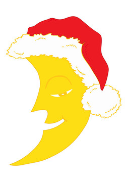 月亮與Santa Claus Hat。