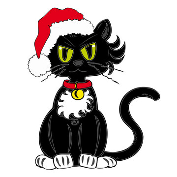 黑貓與Santa Claus Hat。