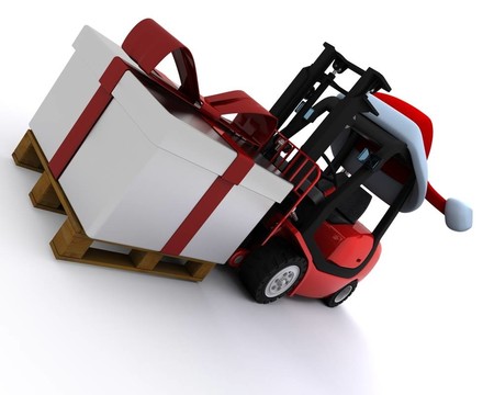 帶圣誕禮品盒的叉車(chē)