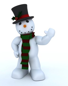 戴帽子和圍巾的雪人