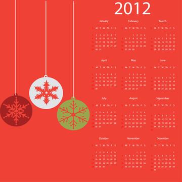 2012日歷圣誕球