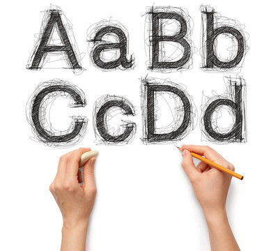 用鉛筆和鉛筆素描字母和數(shù)字