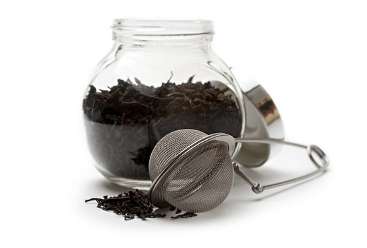 茶和茶濾網(wǎng)的玻璃容器