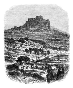 凱呂斯巖；在圣affrique（時）；老式刻插圖。該公司pittoresque 1875