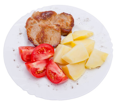 盤(pán)子上的肉和蔬菜