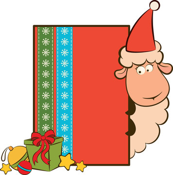 卡通搞笑Santa Claus sheep。