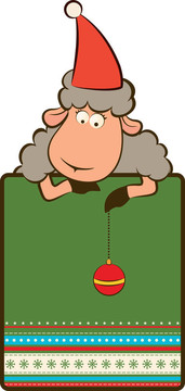卡通搞笑Santa Claus sheep。