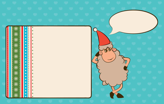 卡通搞笑Santa Claus sheep。
