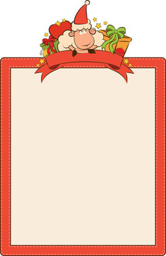 卡通搞笑Santa Claus sheep。