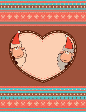 卡通搞笑Santa Claus sheep。