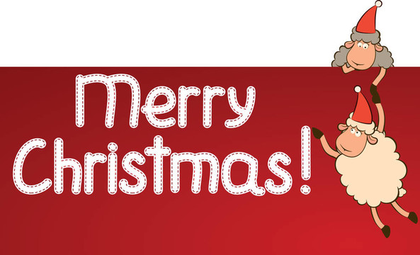 卡通搞笑Santa Claus sheep。
