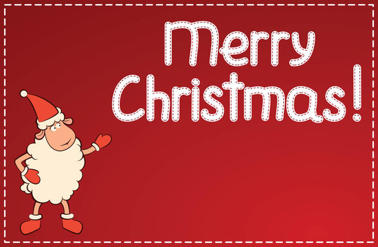 卡通搞笑Santa Claus sheep。