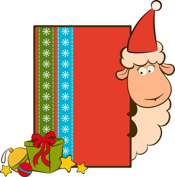 卡通搞笑Santa Claus sheep。