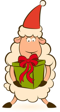 卡通搞笑Santa Claus sheep。