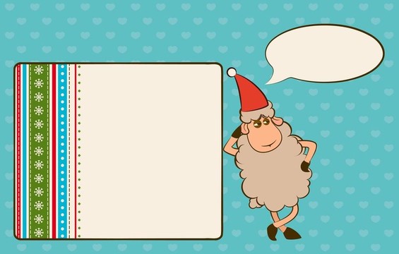 卡通搞笑Santa Claus sheep。