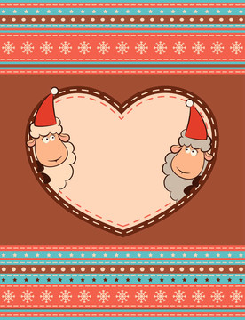卡通搞笑Santa Claus sheep。