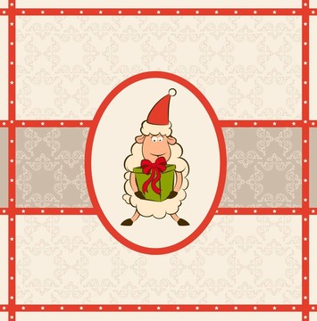卡通搞笑Santa Claus sheep。