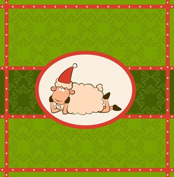 卡通搞笑Santa Claus sheep。