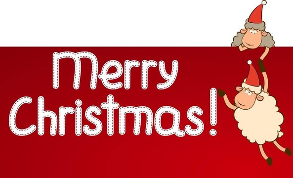 卡通搞笑Santa Claus sheep。