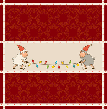 卡通搞笑Santa Claus sheep。