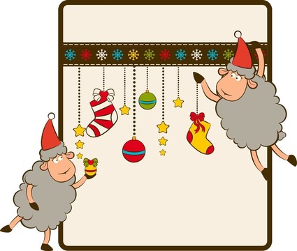 卡通搞笑Santa Claus sheep。