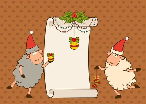 卡通搞笑Santa Claus sheep。