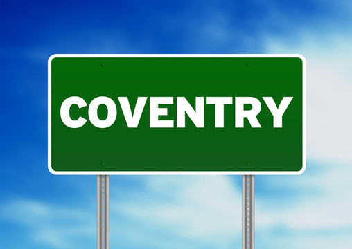 綠色道路標志- Coventry；英國