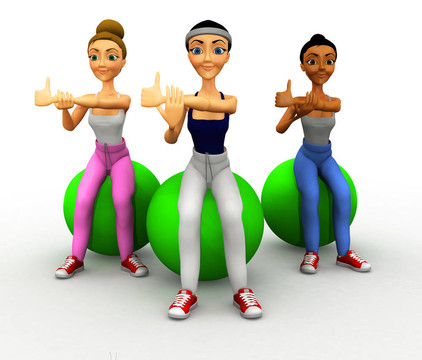 在普拉提的3D類的女人
