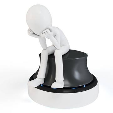 3D人坐在一個深思熟慮的思想家姿勢