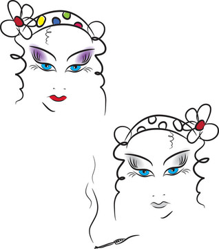 美女臉。插畫