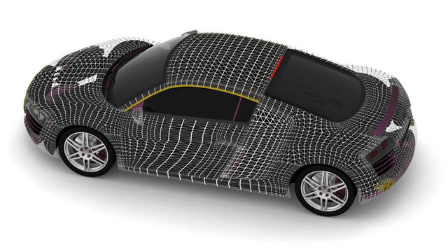 3D汽車導(dǎo)線模型白背景