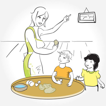 家庭廚師。插畫