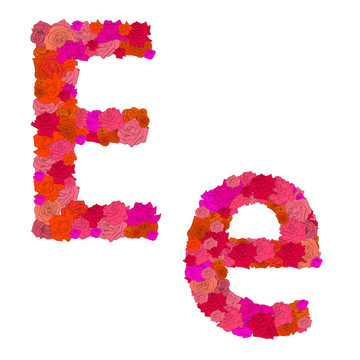 紅玫瑰花字母字符作；