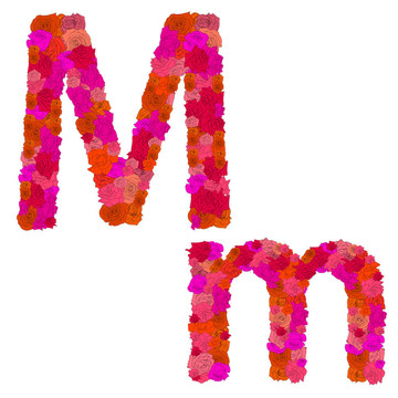 紅玫瑰花字母；人物M-M