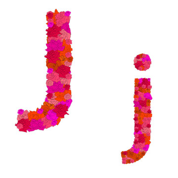 紅玫瑰花字母；人物j-j