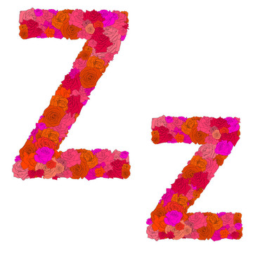 紅玫瑰花字母字符Z-Z；