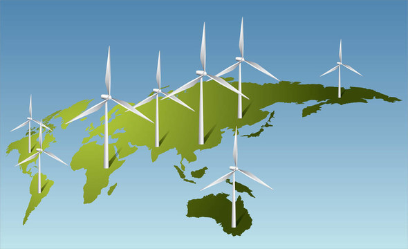 風(fēng)力發(fā)電機(jī)在地球上發(fā)電