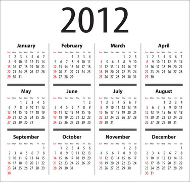 2012日歷