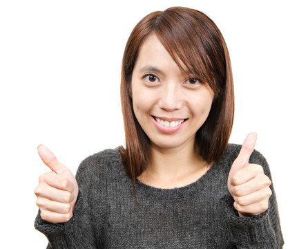 豎起大拇指的女人