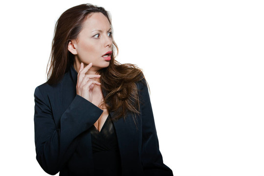 美麗的亞洲女人看了心煩意亂的肖像