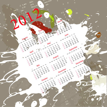 2012抽象背景日歷
