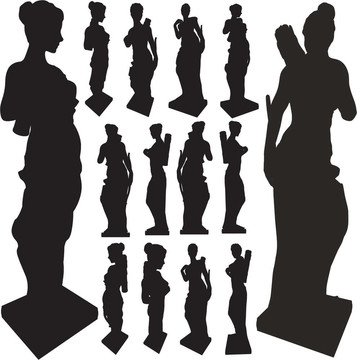 女人剪影的古代雕像