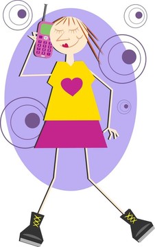 移動電話的女孩