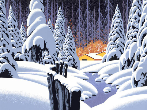 與Barn的雪景